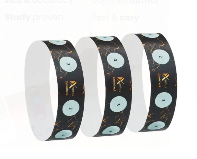 Drinkcheck Wristband - 500 Total 4 Test Black & Gold Bands (5 Cases of 100 Bulk)